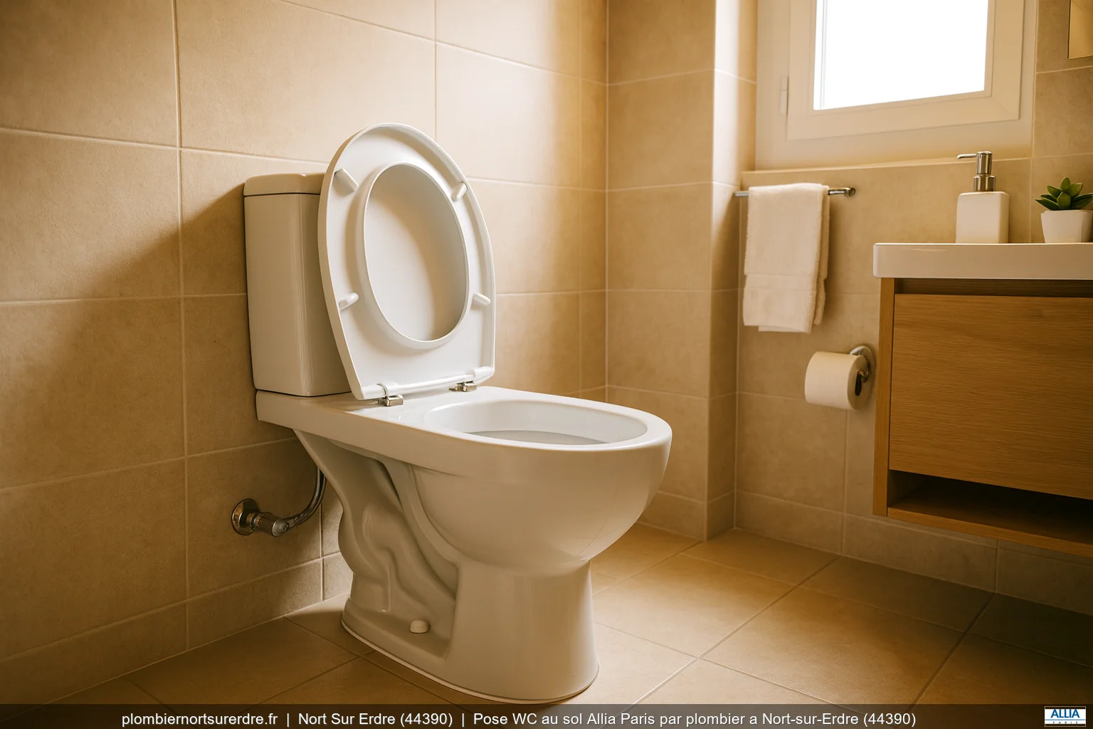 Pose WC au sol Allia Paris par plombier a Nort-sur-Erdre (44390)